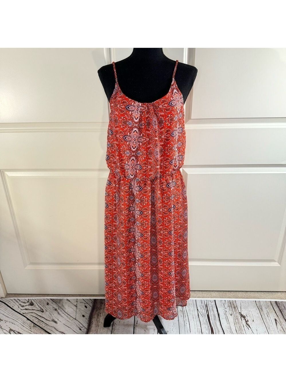 Olive & Oak Boho Orange Print Dress Size 8